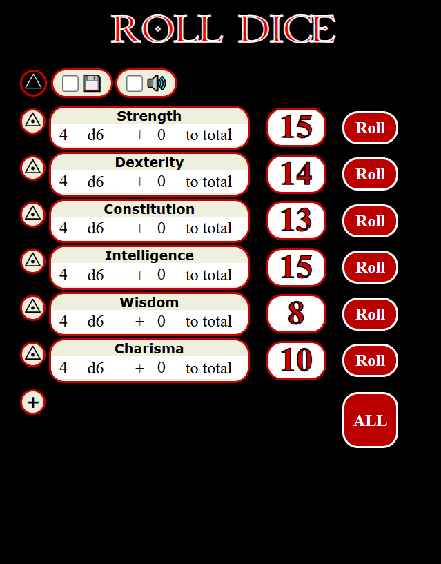 Example results after rolling all lines